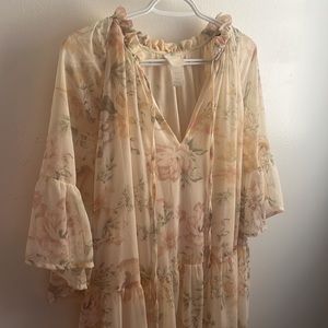 H&M Cream Floral Sheer Dress